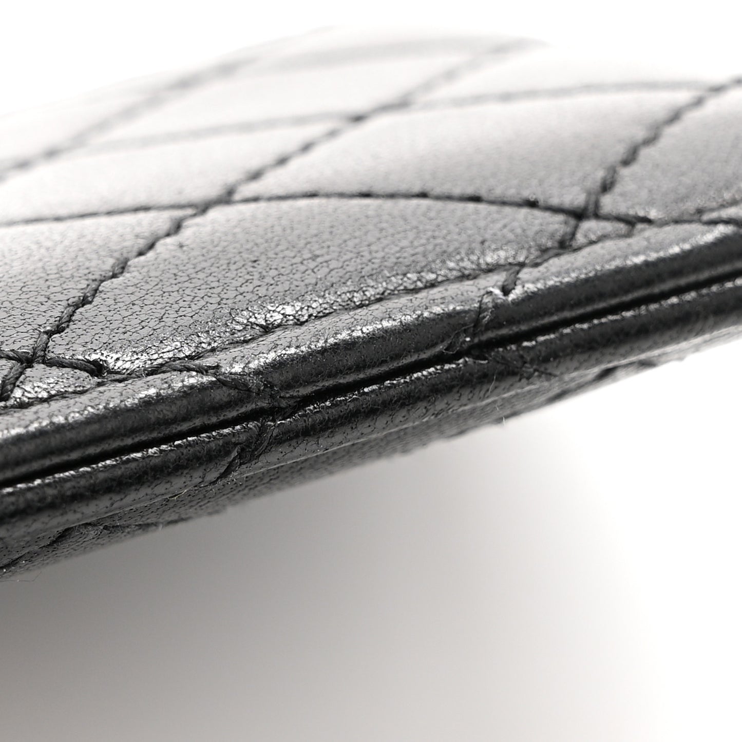 Lambskin Quilted Gaby Credit Card Case Black