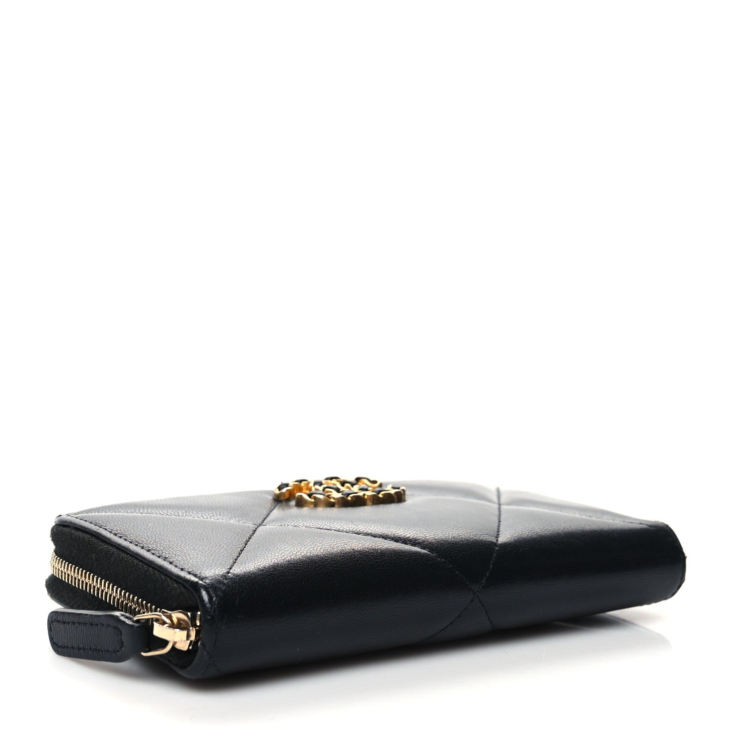 Chanel Goatskin Quilted Medium Chanel 19 Zipped Wallet Black 4 of 8