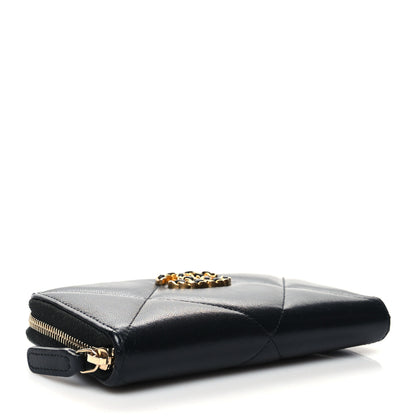 Chanel Goatskin Quilted Medium Chanel 19 Zipped Wallet Black 4 of 8