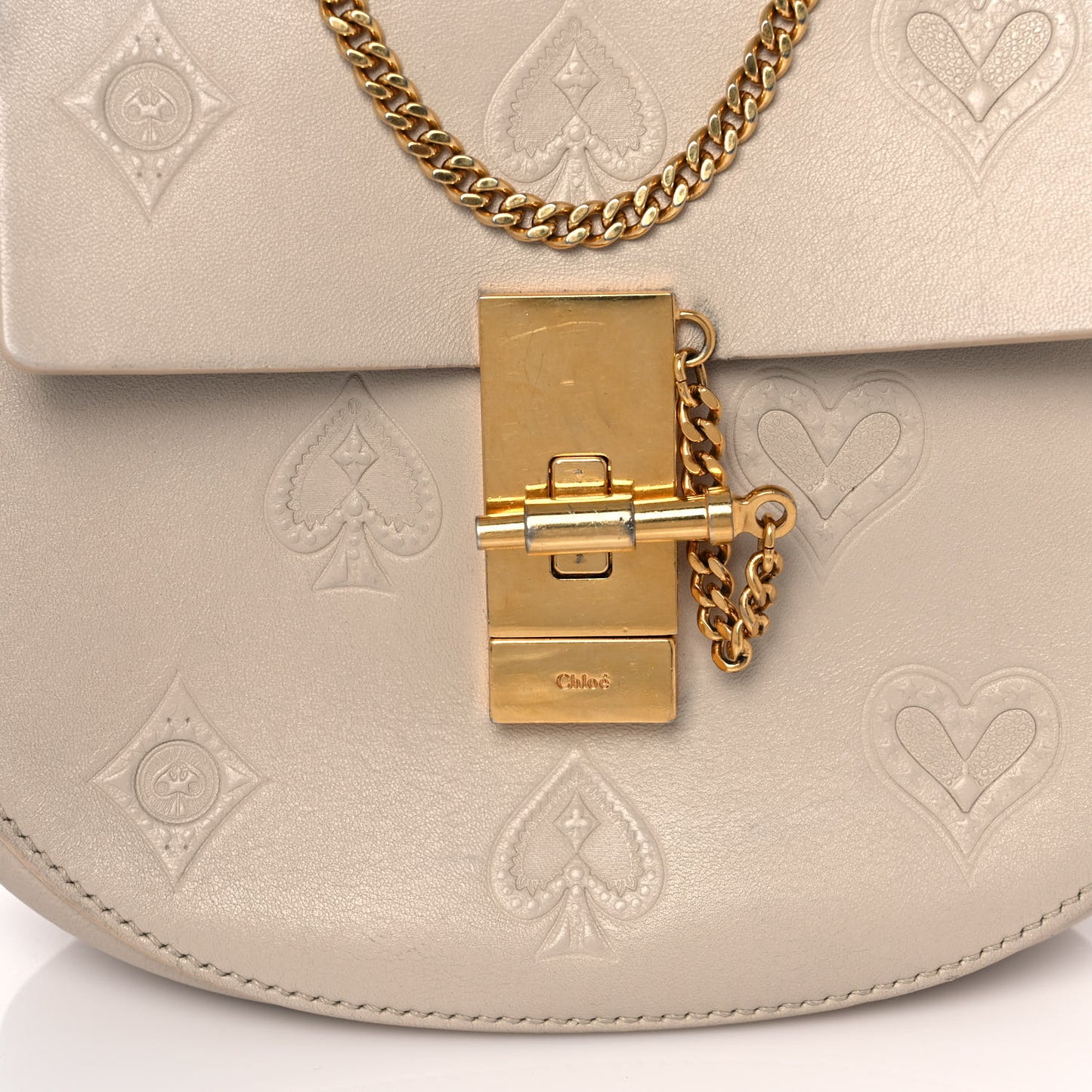 Calfskin Embossed Small Drew Shoulder Bag Abstract White