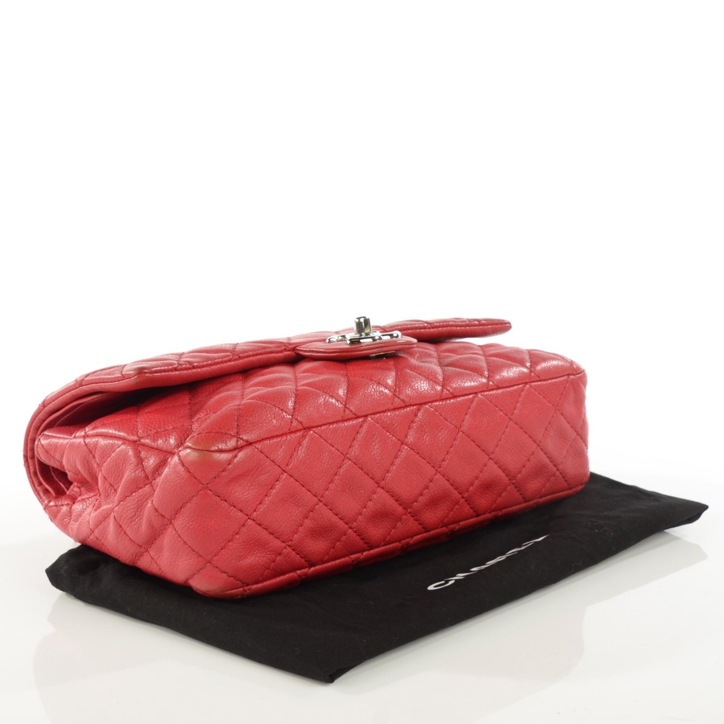 Soft Caviar Quilted Medium Double Flap Dark Pink