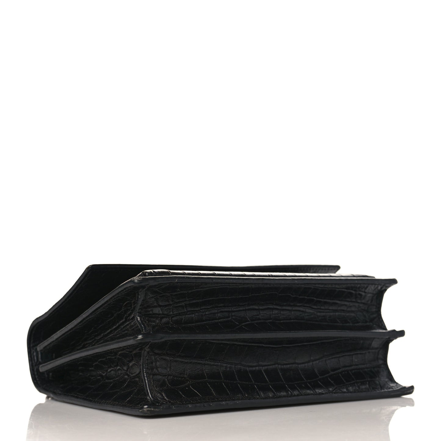 Calfskin Crocodile Embossed Medium Monogram Sunset Black