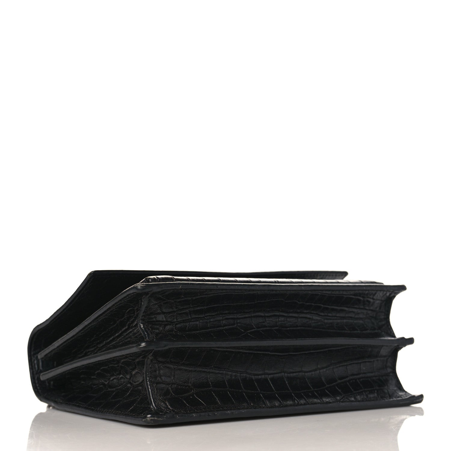 Saint Laurent Calfskin Crocodile Embossed Medium Monogram Sunset Black 4 of 11