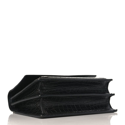 Saint Laurent Calfskin Crocodile Embossed Medium Monogram Sunset Black 4 of 11