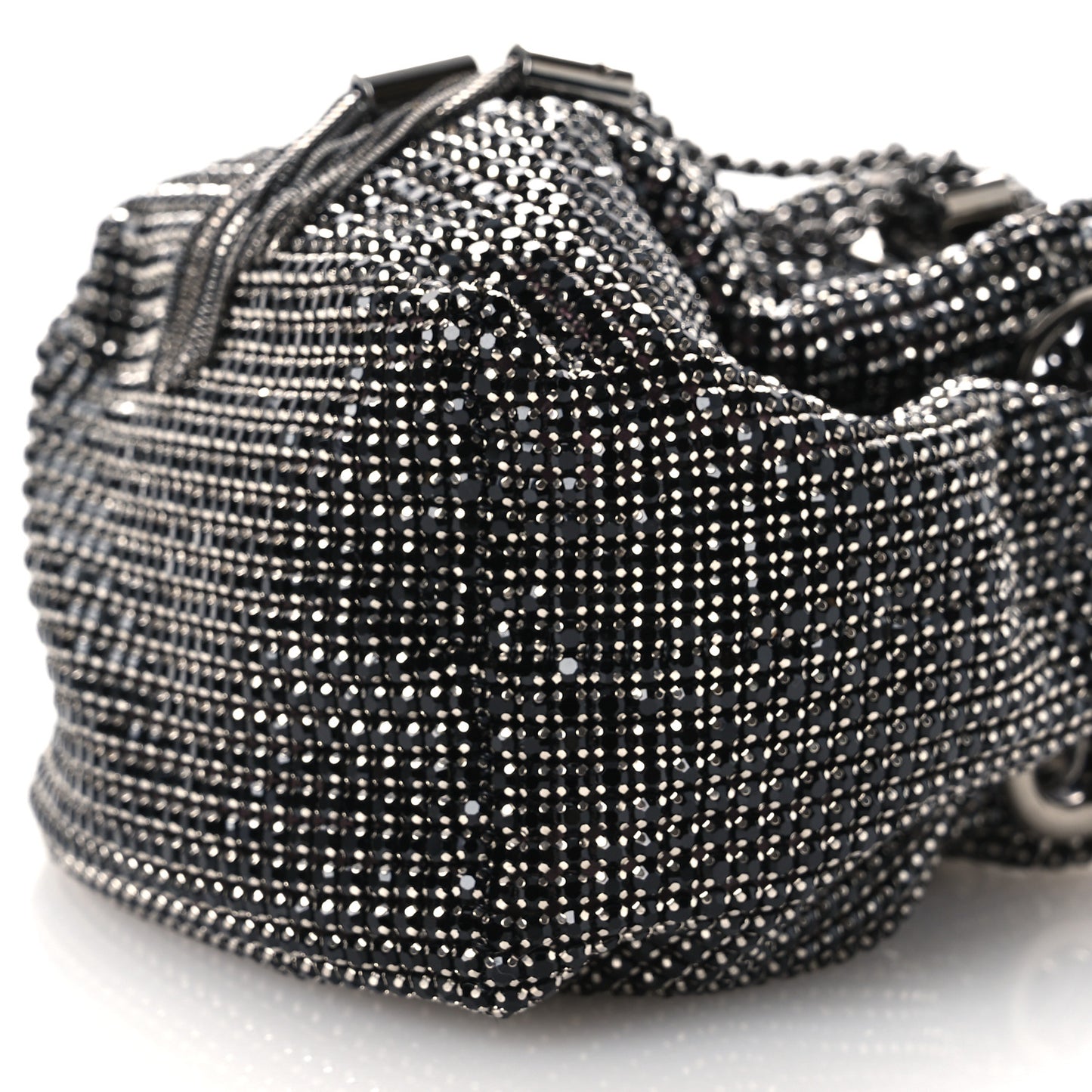 Mesh Crystal Bon Bon Bag Black