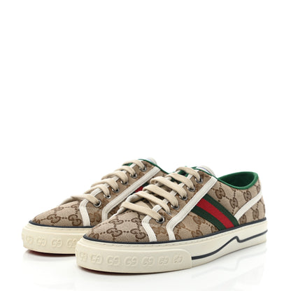 Gucci GG Monogram Web Womens 1977 Tennis Sneakers 39 Beige Ebony Mystic White 3 of 7