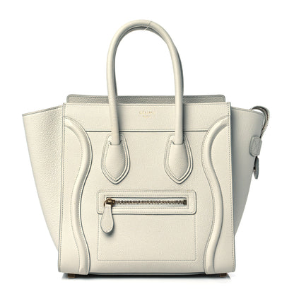 Celine Drummed Calfskin Micro Luggage Chalk 1 of 11
