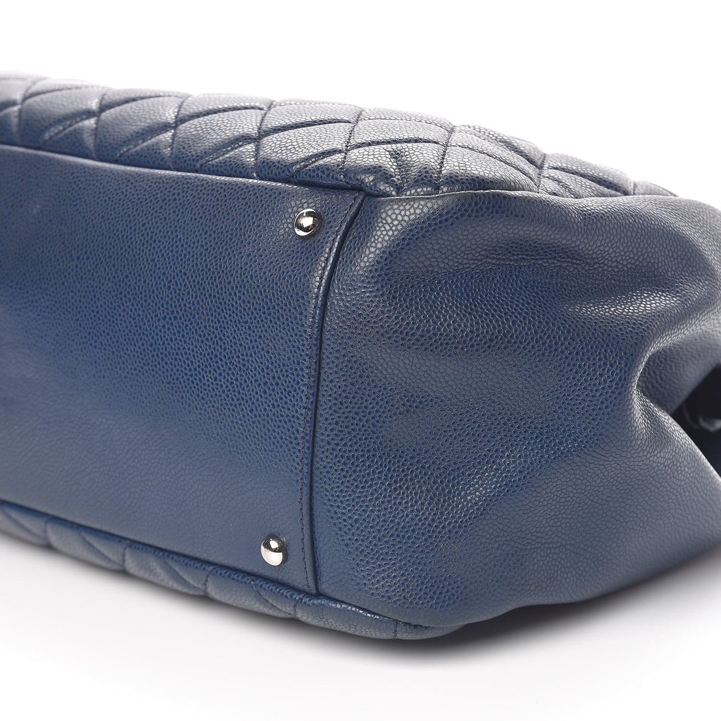 Caviar Quilted Framed Bowling Bag Navy