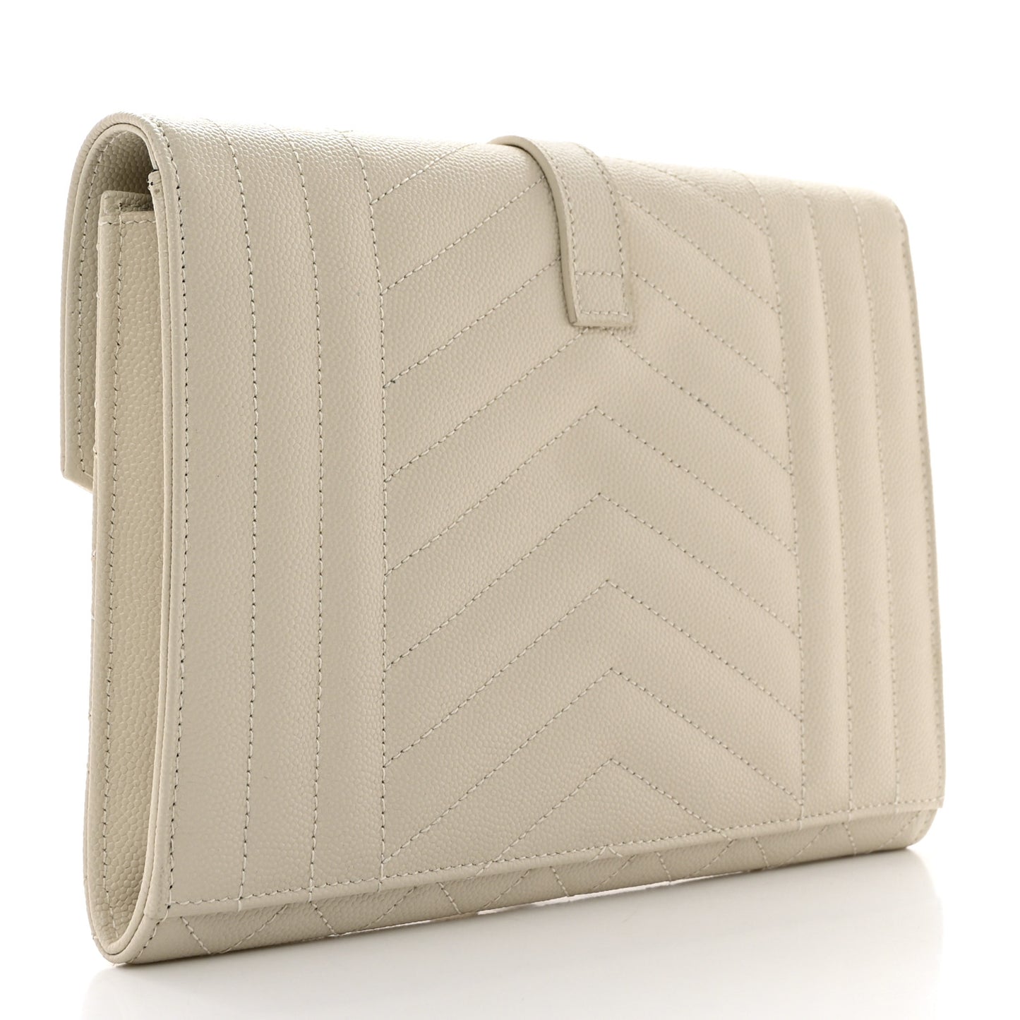 Grain De Poudre Textured Mixed Matelasse Triquilt Monogram Clutch Blanc Vintage