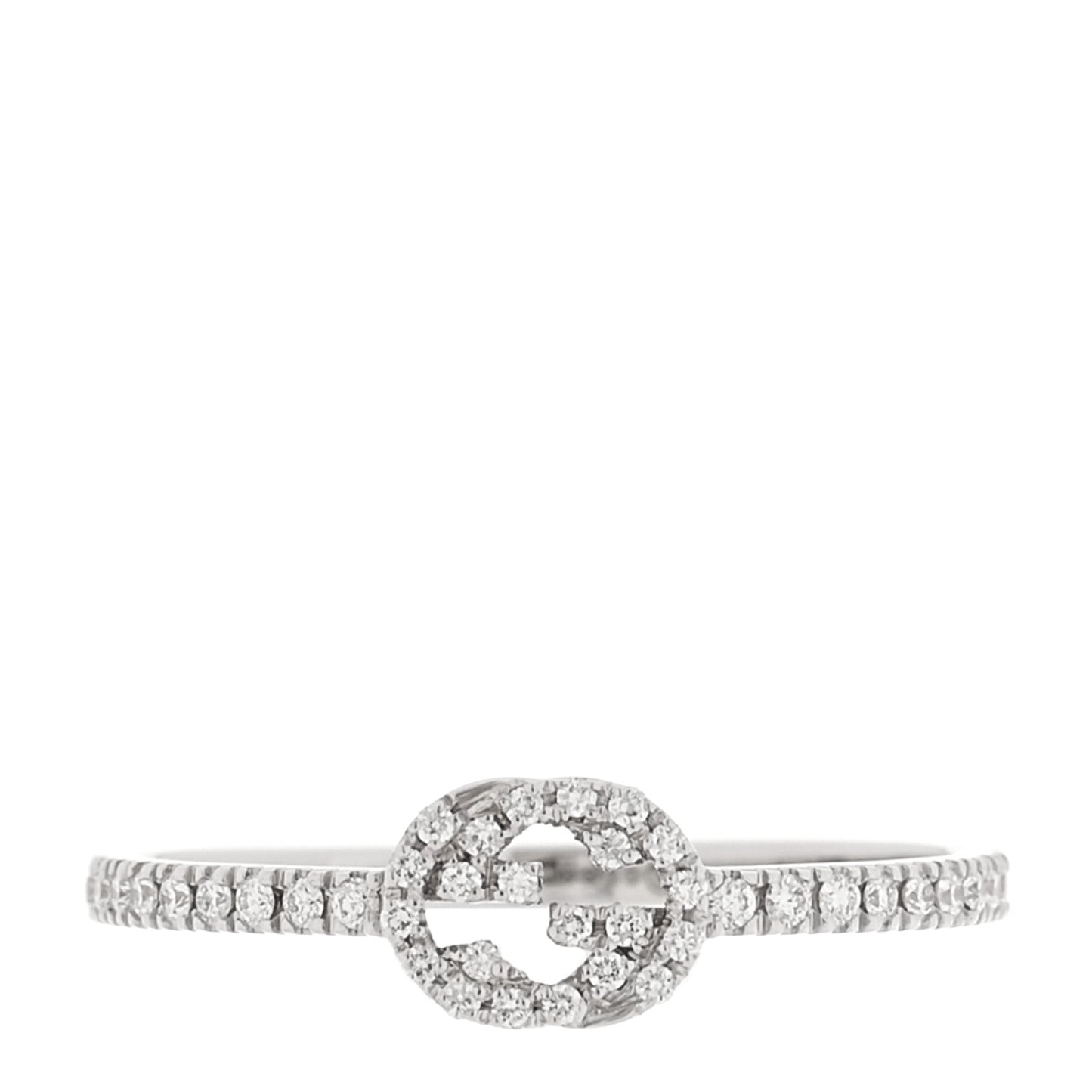 18K White Gold Diamond Interlocking G Ring 53 6.25