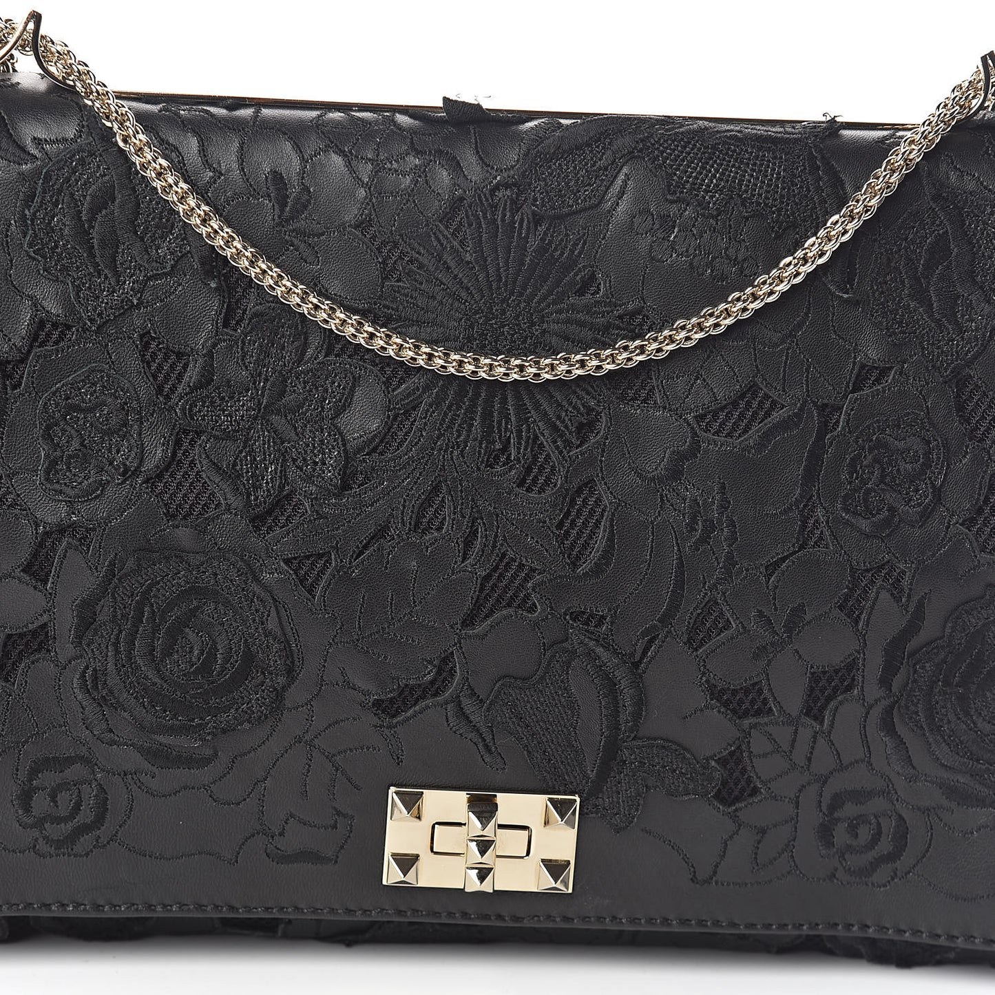 Lambskin Lace Large Girello Flap Black