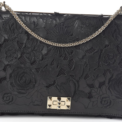 Valentino Garavani Lambskin Lace Large Girello Flap Black 7 of 9