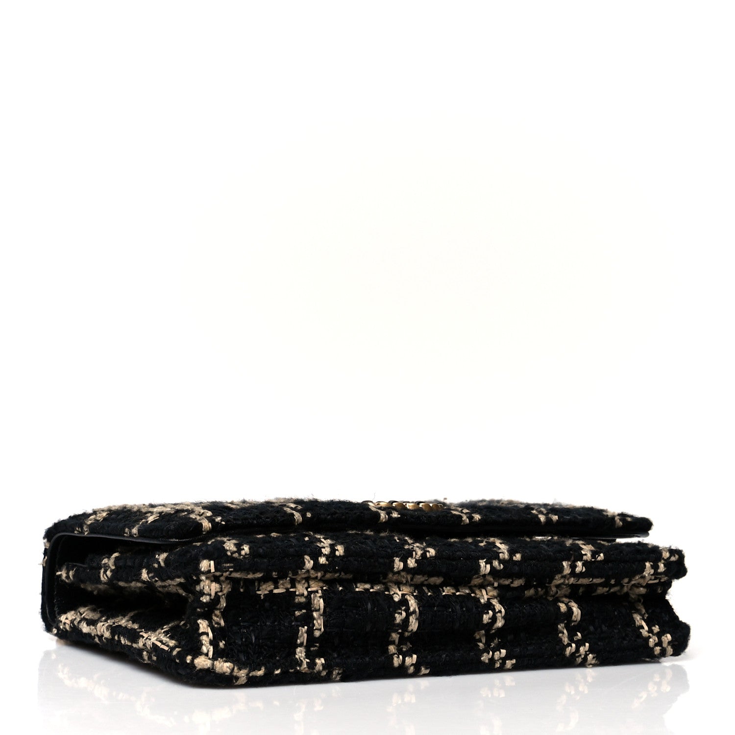 Chanel Tweed Quilted Chanel 19 Wallet On Chain WOC Black Beige 4 of 10