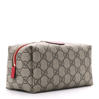 Gucci Soft GG Supreme Monogram Calfskin Medium Ophidia Cosmetic Case Beige Ebony Hibiscus Red 3 of 11