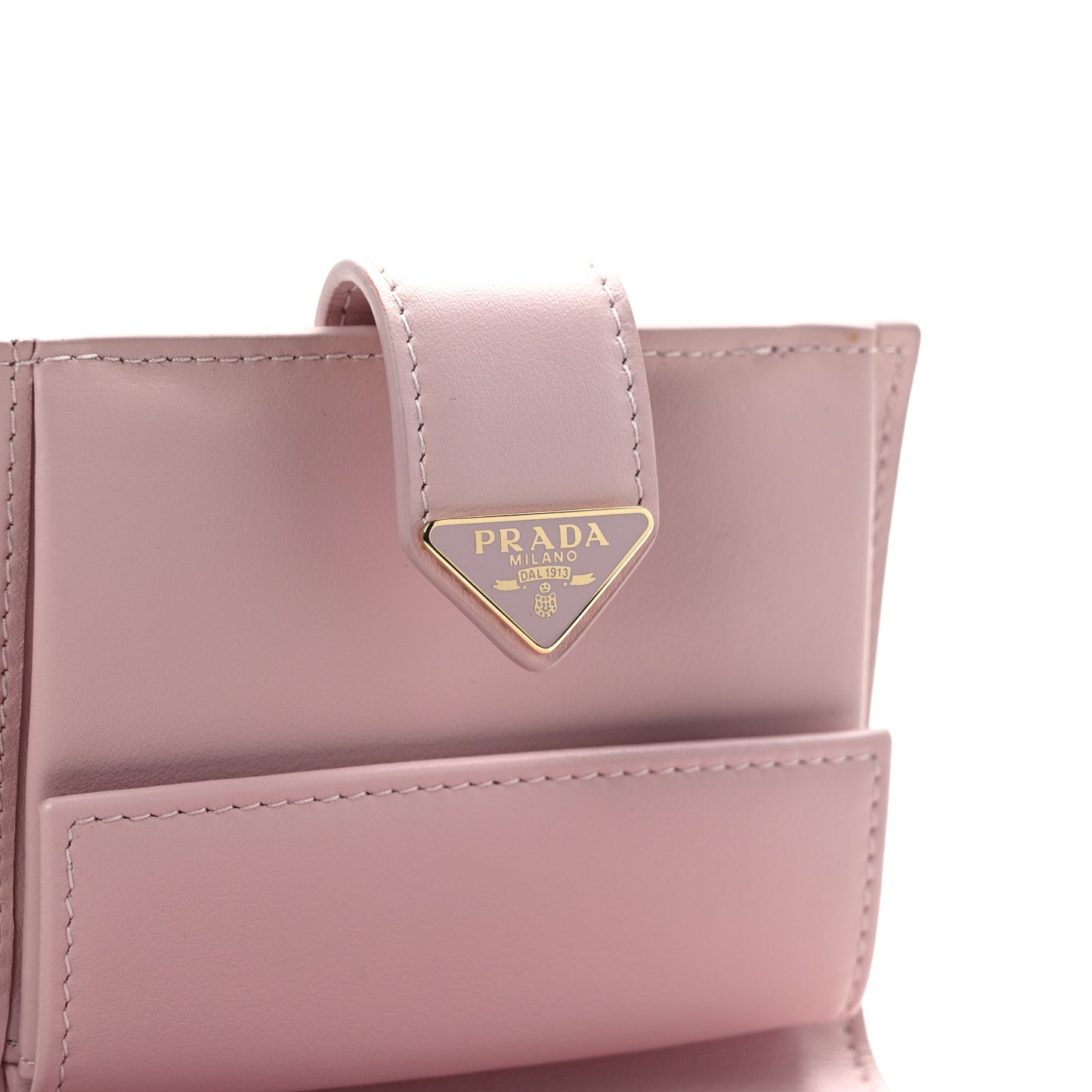 Saffiano Small Triangle Bi-Fold Tab Wallet Alabastro