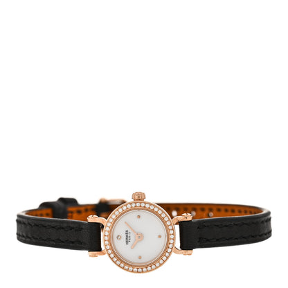 Hermes 18K Yellow Gold Barenia Diamond 16mm Faubourg Quartz Watch Noir Noir 2 of 5