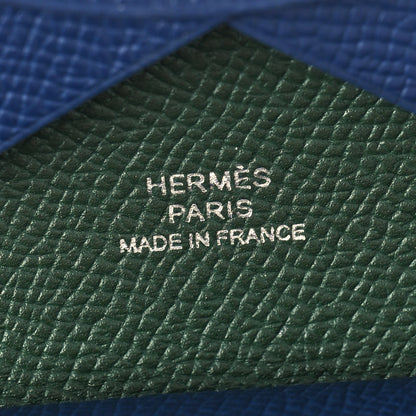 Hermes Epsom Verso Calvi Duo Card Case Bleu Saphir Vert Cypress 9 of 10