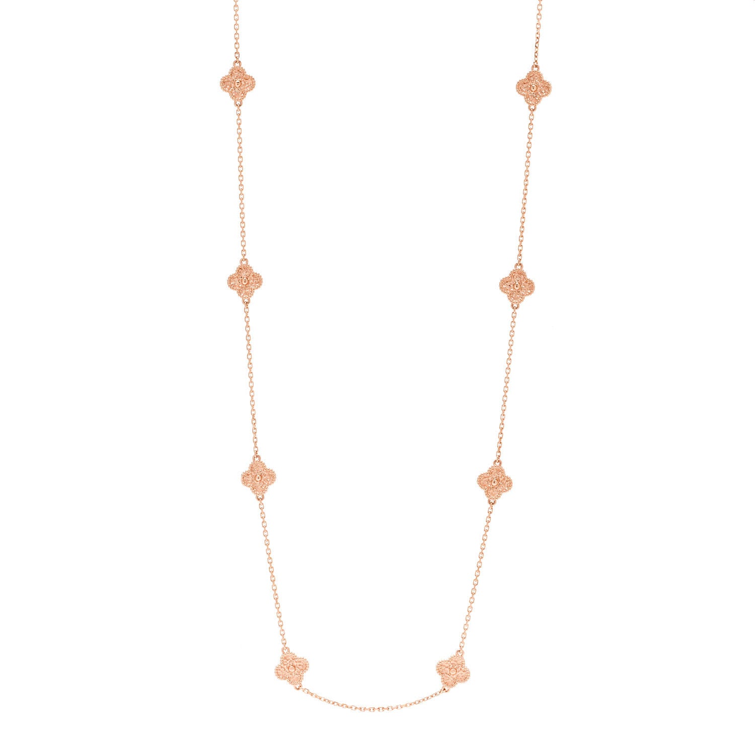 Van Cleef & Arpels 18K Rose Gold 16 Motifs Sweet Alhambra Necklace 1 of 7