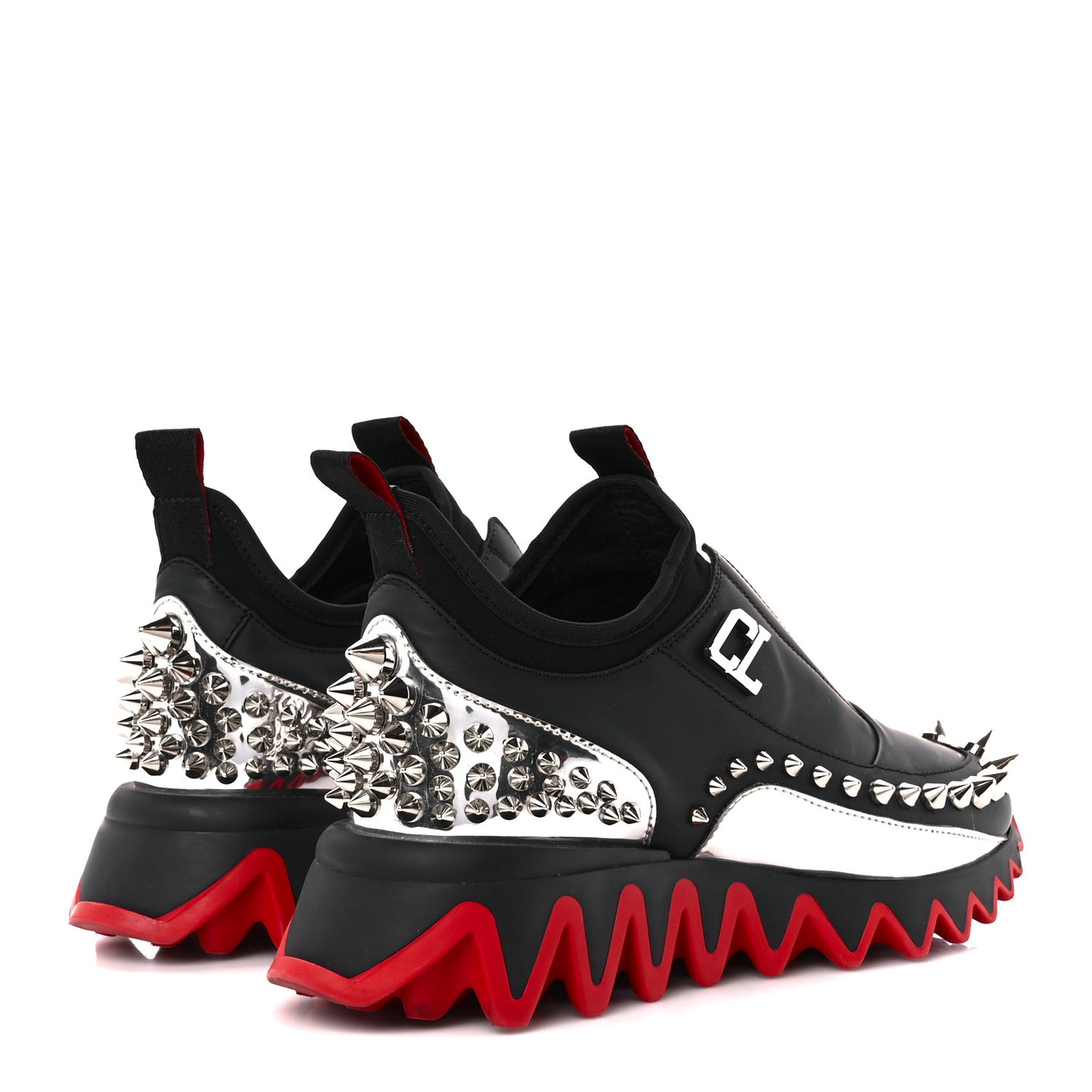 X Marvel Khonshu Calfskin Gommato Loubishark Mens Sneakers 37.5 Black Silver