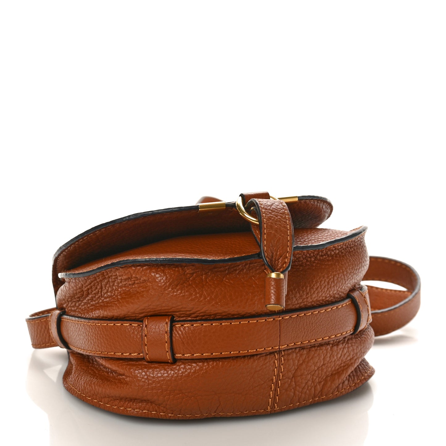 Grained Calfskin Small Marcie Saddle Bag Tan