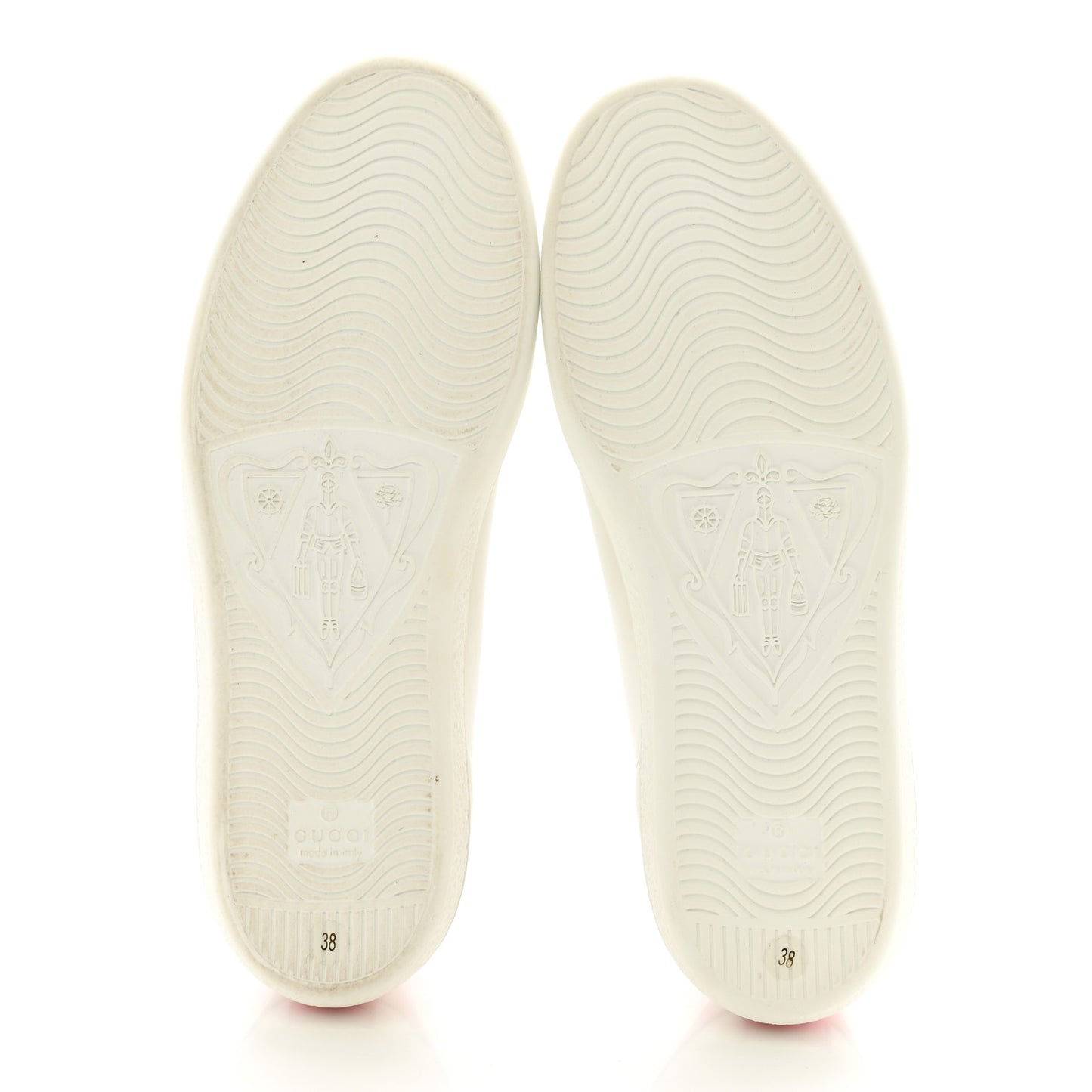 Calfskin Interlocking G Perforated Womens Ace Sneakers 38 White Rose