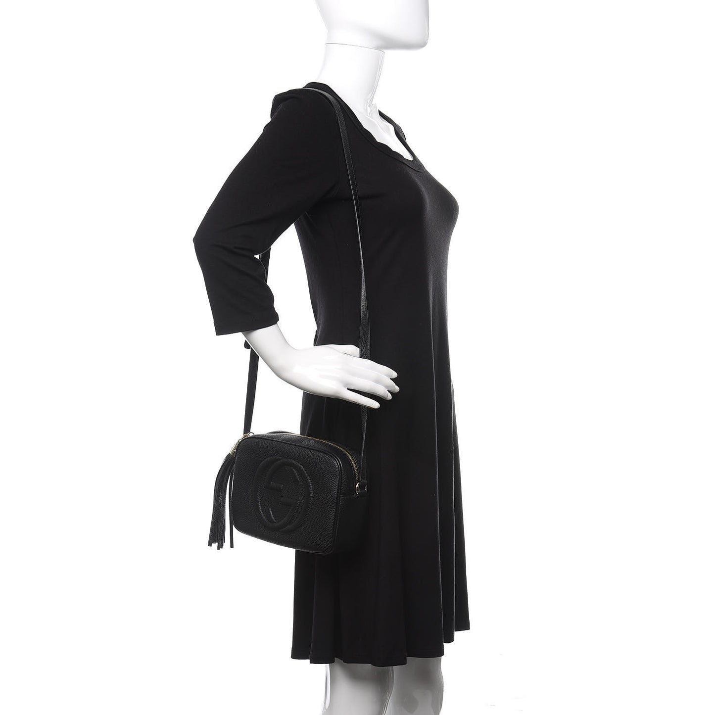 Pebbled Calfskin Small Soho Disco Bag Black