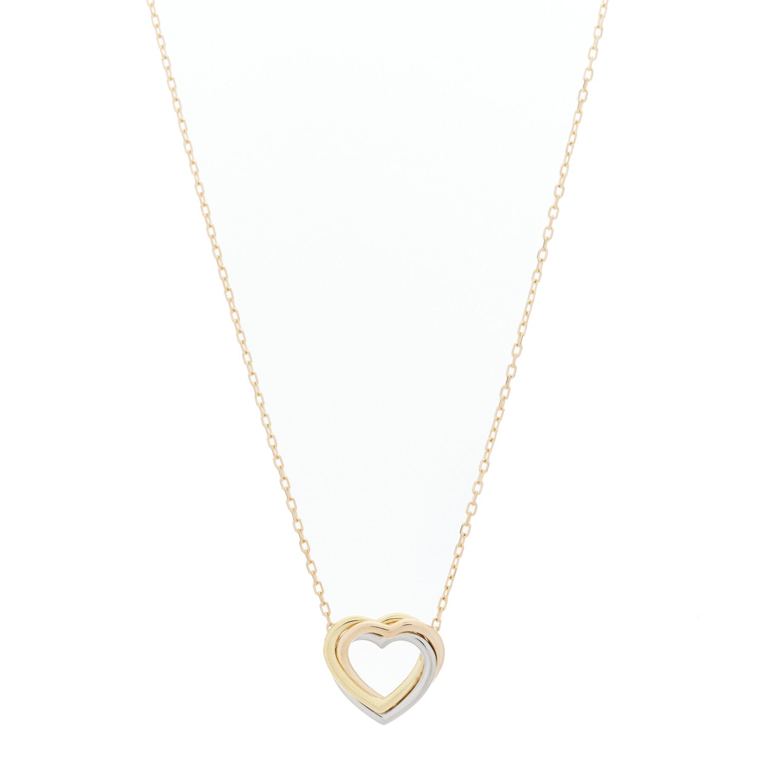 Cartier 18K Pink Yellow White Gold Trinity Heart Necklace 1 of 5