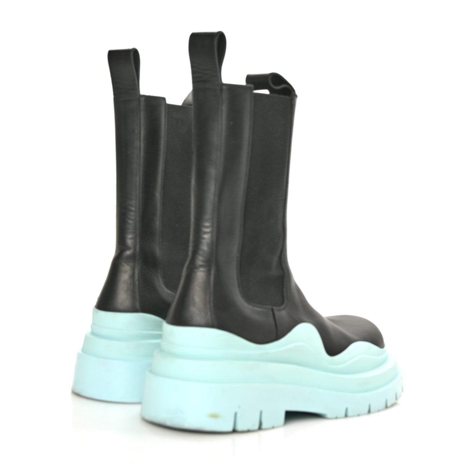 Bottega Veneta Calfskin The Tire Chelsea Boots 41 Black Pale Blue 4 of 9