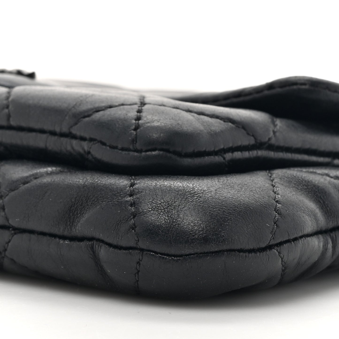 Lambskin Quilted Mineral Nights Flap Wristlet Black