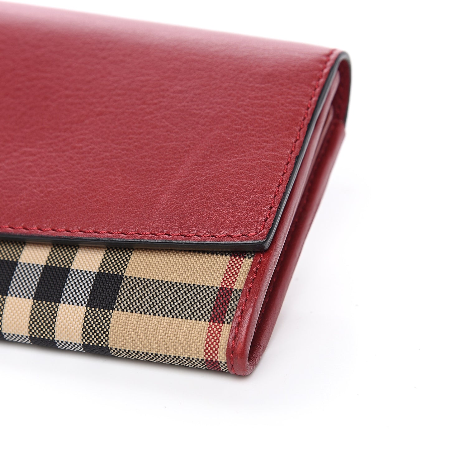 Calfskin House Check Continental Wallet Red