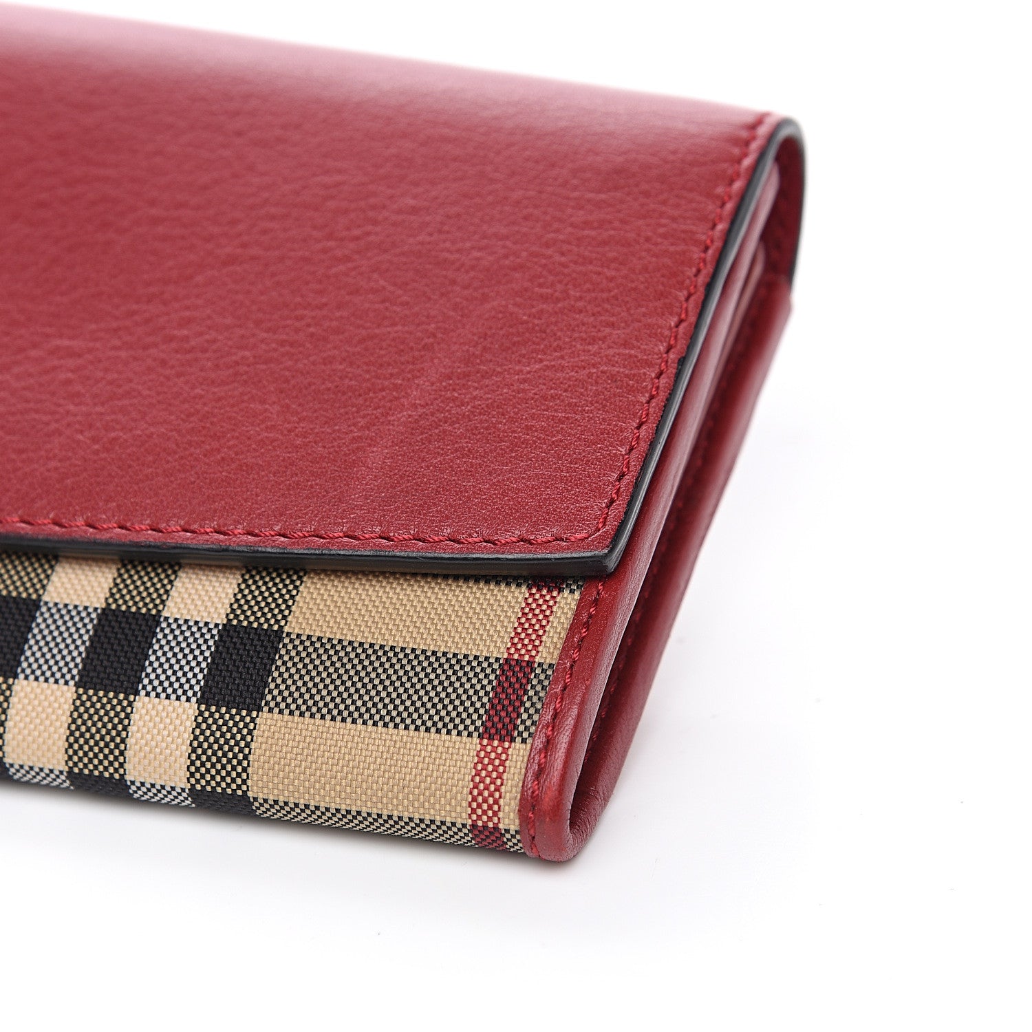 Burberry Calfskin House Check Continental Wallet Red 7 of 9