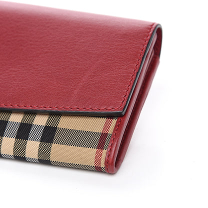 Burberry Calfskin House Check Continental Wallet Red 7 of 9