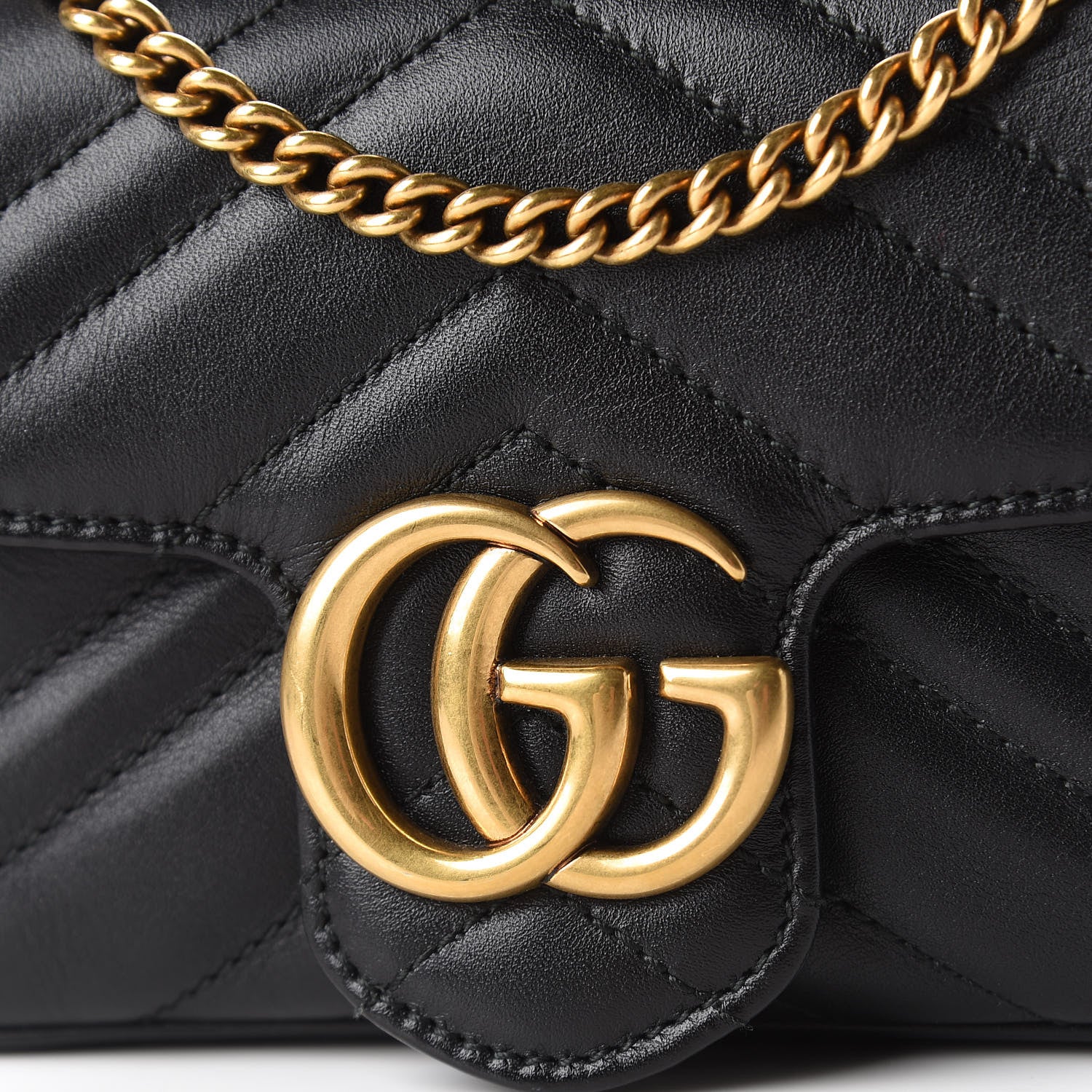 Gucci Calfskin Matelasse Super Mini GG Marmont Shoulder Bag Black 10 of 11