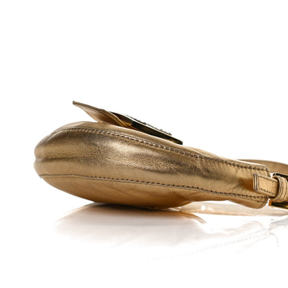 Fendi Metallic Calfskin Crystal Mini Half Moon Baguette Gold 9 of 12
