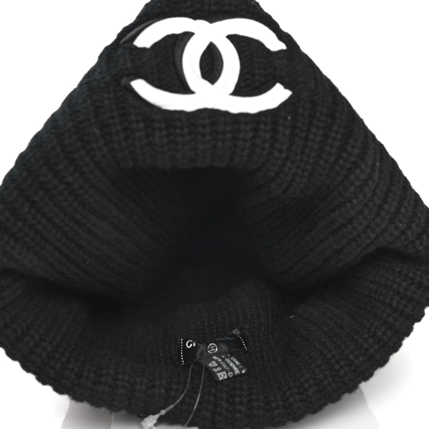 Wool Cashmere CC Beanie Hat Light Black White