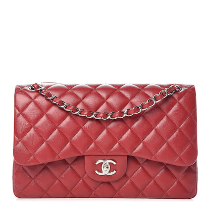 Chanel Caviar Quilted Jumbo Double Flap Red 1 of 11