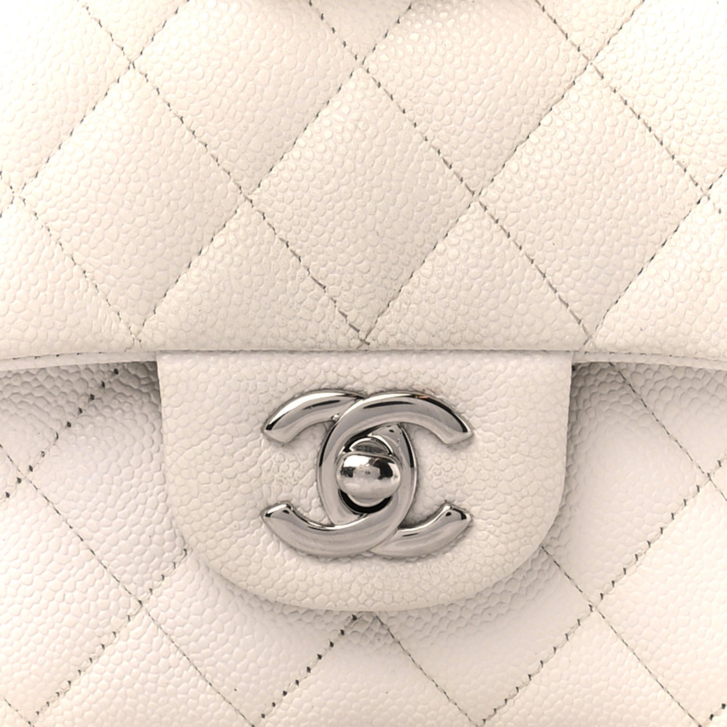 Caviar Quilted Medium Double Flap White