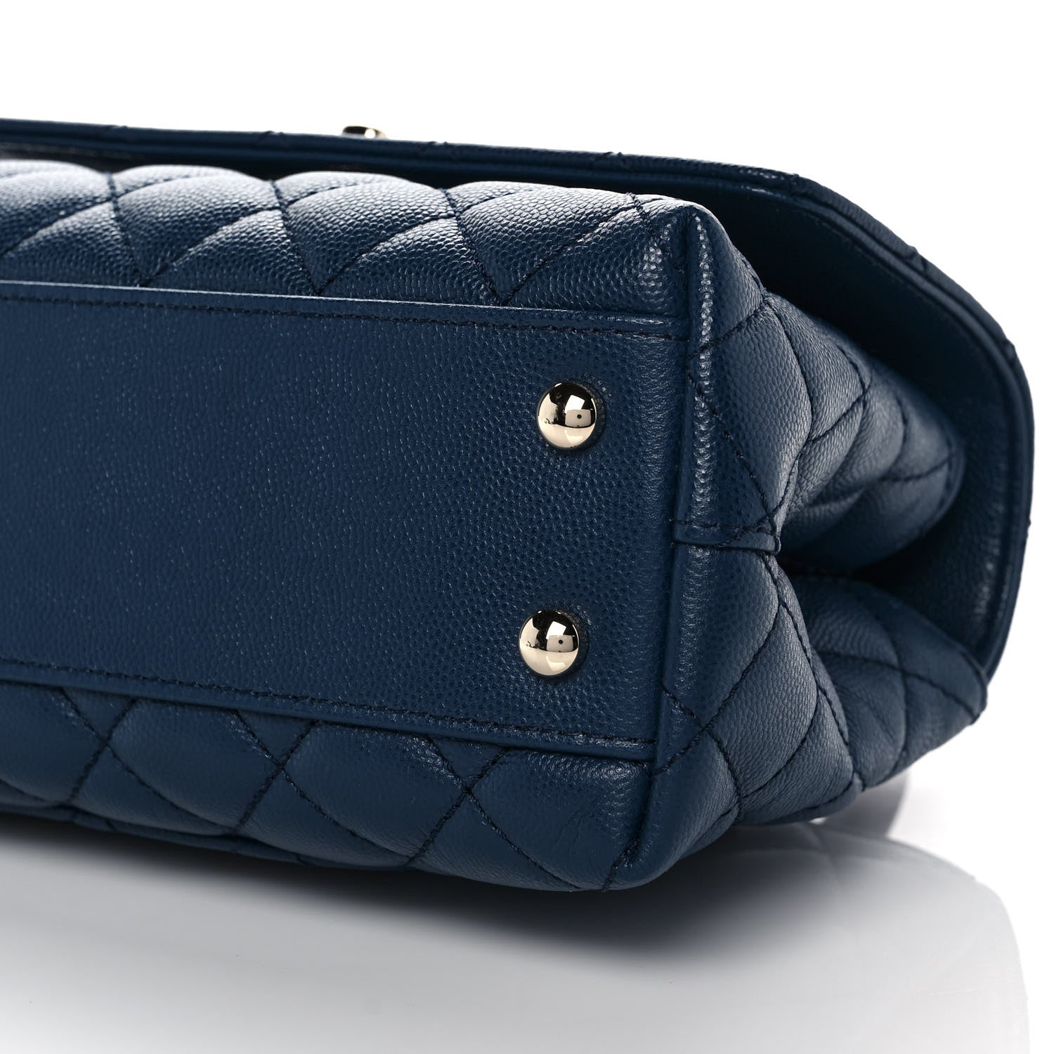 Chanel Caviar Quilted Lizard Embossed Mini Coco Handle Flap Dark Blue 10 of 10