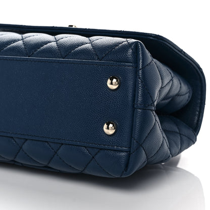 Chanel Caviar Quilted Lizard Embossed Mini Coco Handle Flap Dark Blue 10 of 10