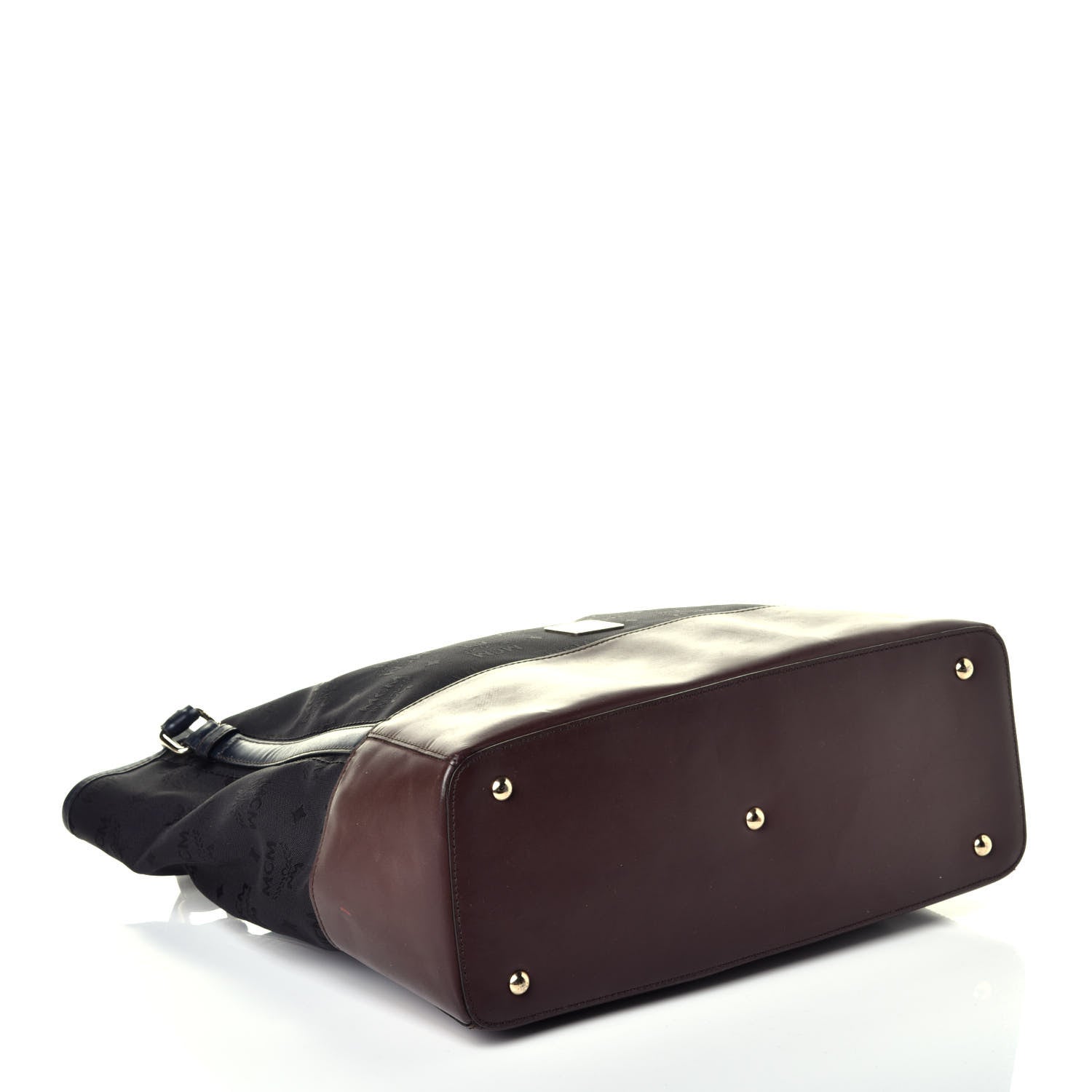 MCM Nylon Monogram Calfskin Shopper Tote Black 4 of 9