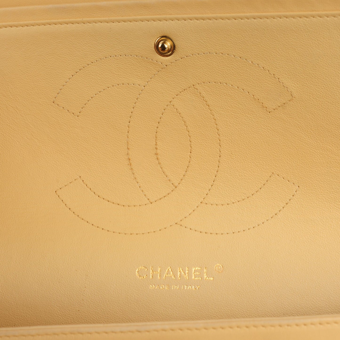Lambskin Quilted Jumbo Double Flap Beige