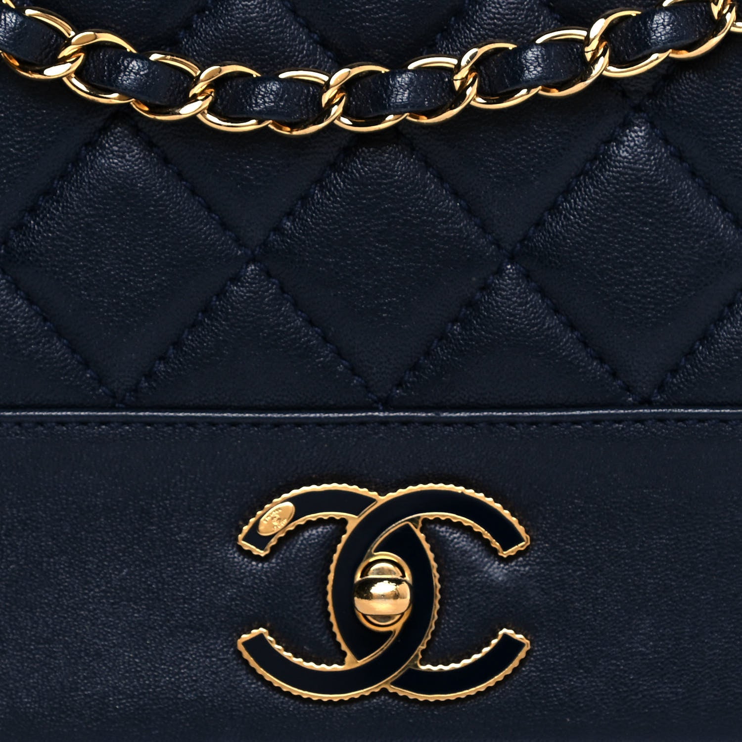 Chanel Sheepskin Quilted Vintage Mademoiselle Flap Navy 8 of 14