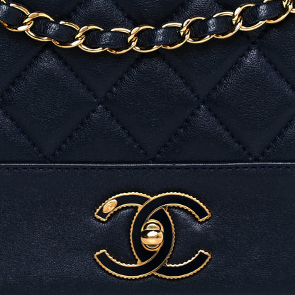 Chanel Sheepskin Quilted Vintage Mademoiselle Flap Navy 8 of 14
