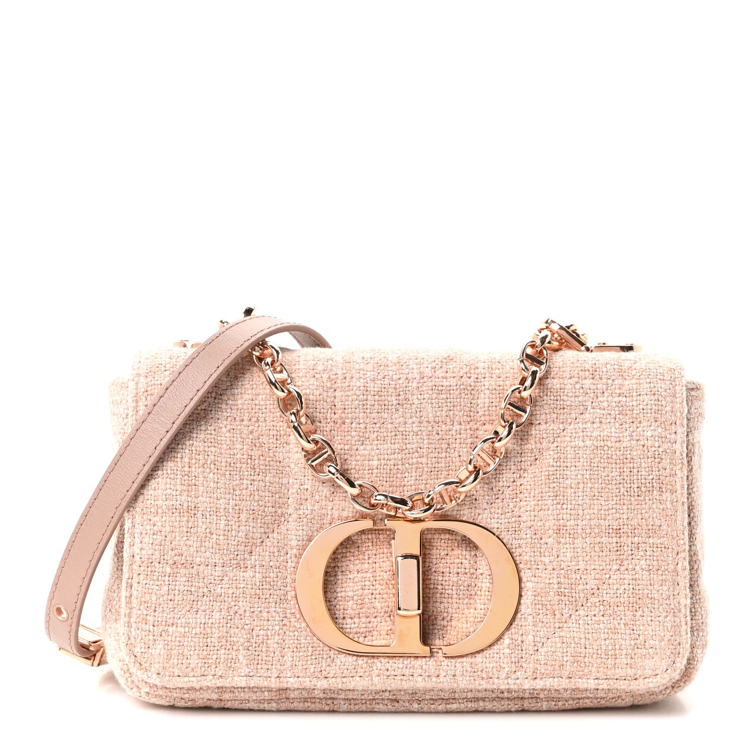 Christian Dior Linen Macrocannage Small Caro Bag Rose 1 of 10