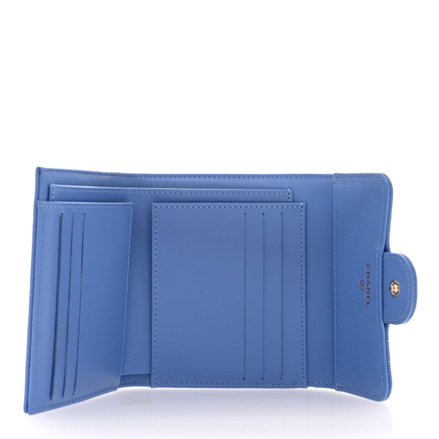 Chanel Caviar Quilted Compact Flap Wallet Blue 5 of 8