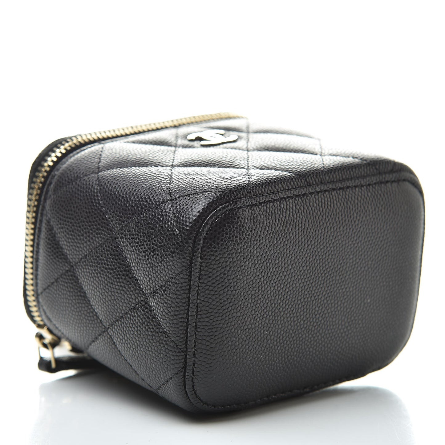 Caviar Quilted Mini Vanity Case With Chain Black
