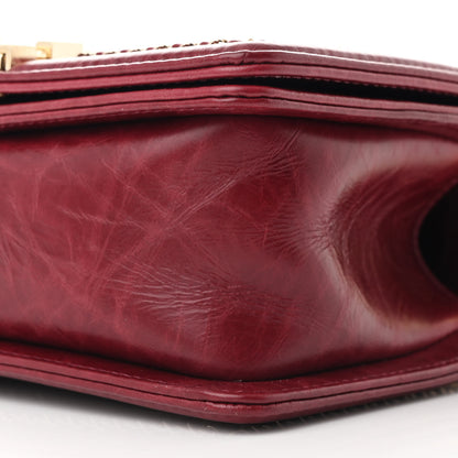 Chanel Crumpled Calfskin Chevron Small Chain Boy Flap Burgundy 10 of 11