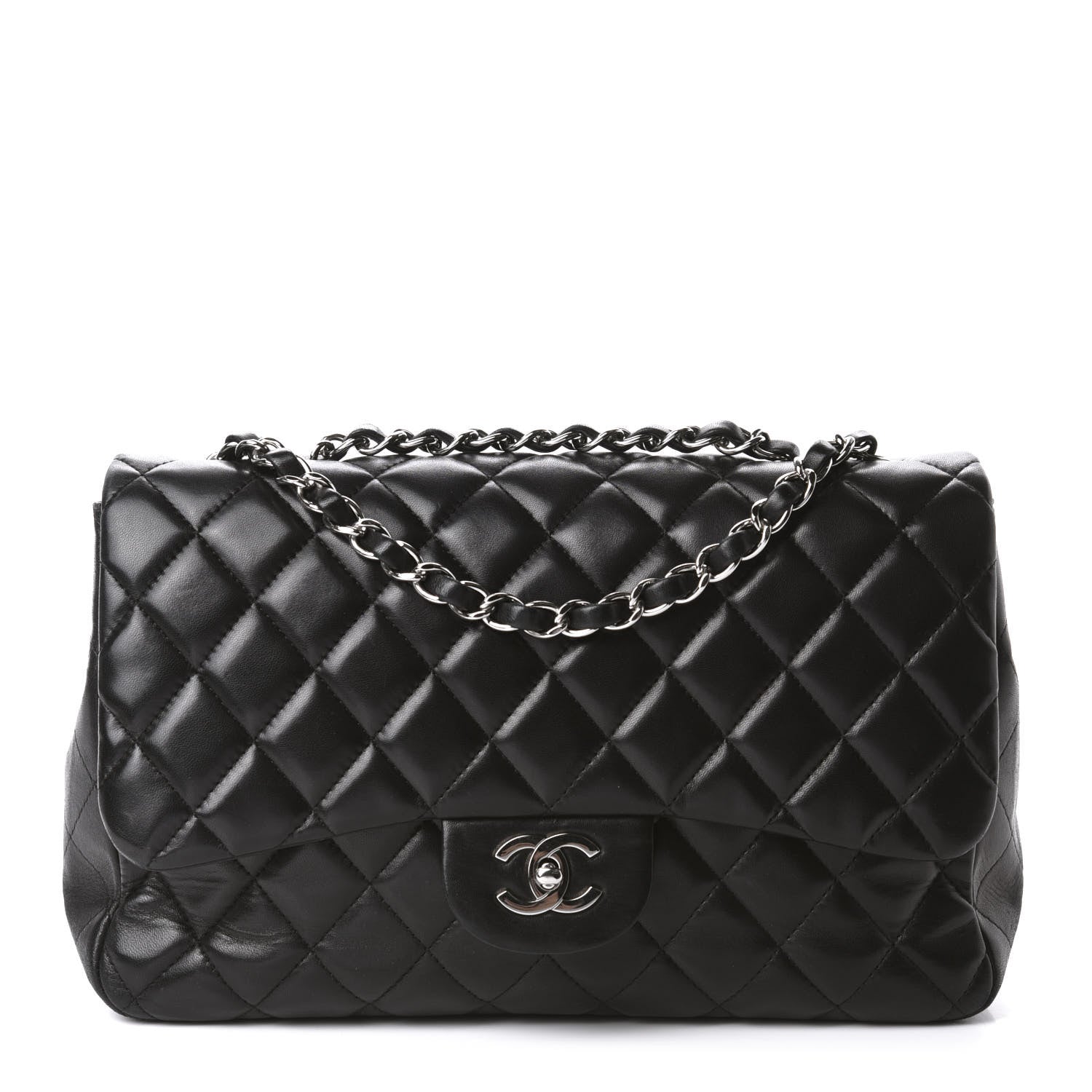 Chanel Lambskin Quilted Jumbo Single Flap Black 1 of 10
