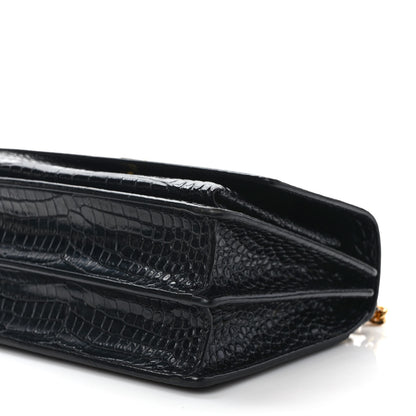 Saint Laurent Calfskin Crocodile Embossed Medium Monogram Sunset Black 8 of 10