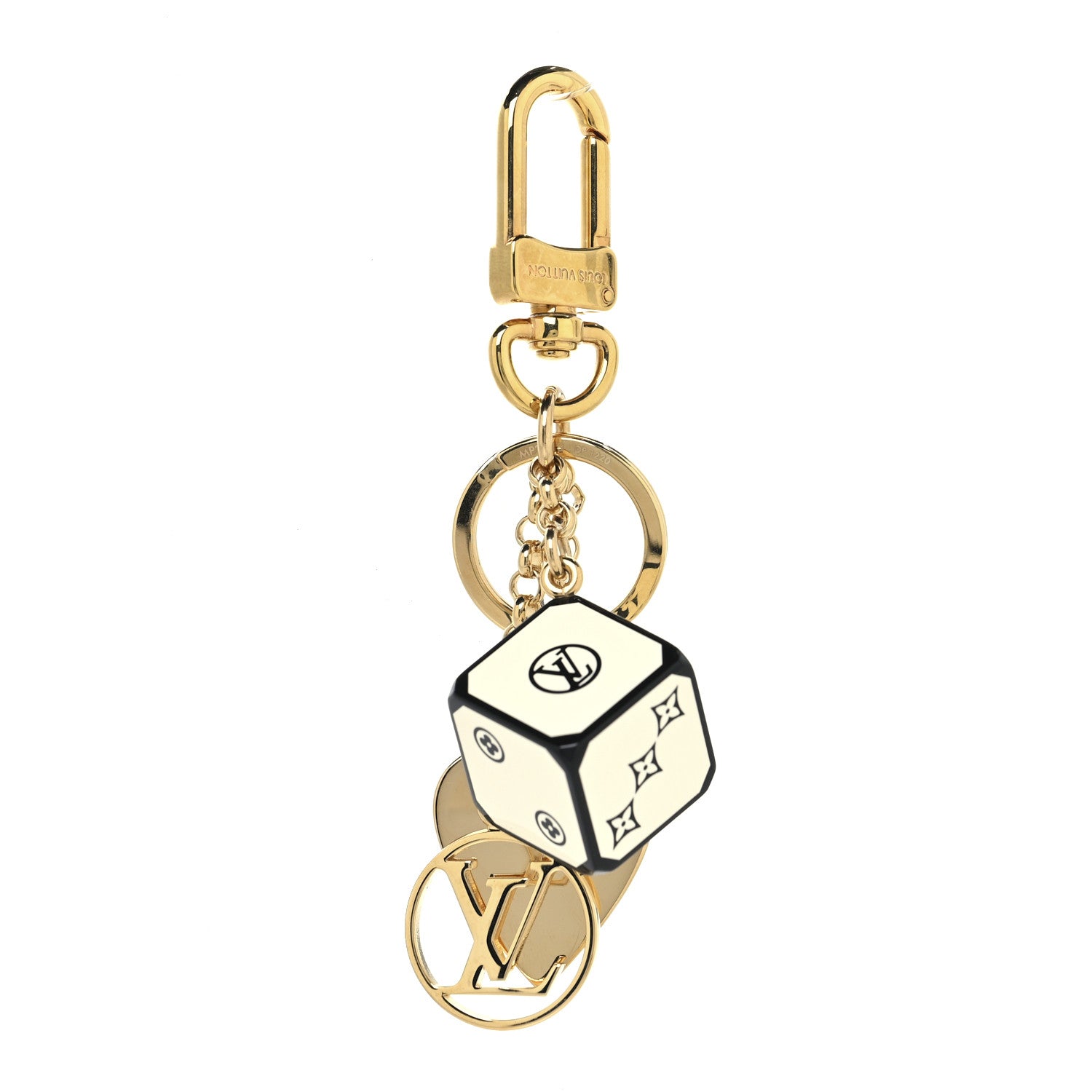 Louis Vuitton Metal Resin Game On Dice and Heart Charm Key Holder Gold 1 of 12